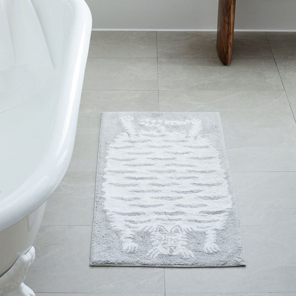 Organic Tufted Tiger Bath Mat Grey Sky west elm United Kingdom